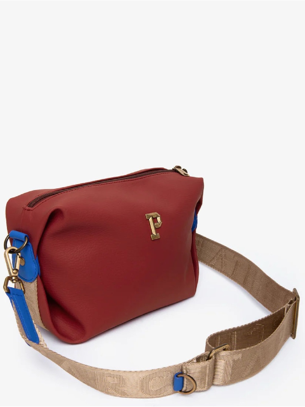 Bandolera Anturio Apricot
 Crossbody with Blue Accents and Tan Strap